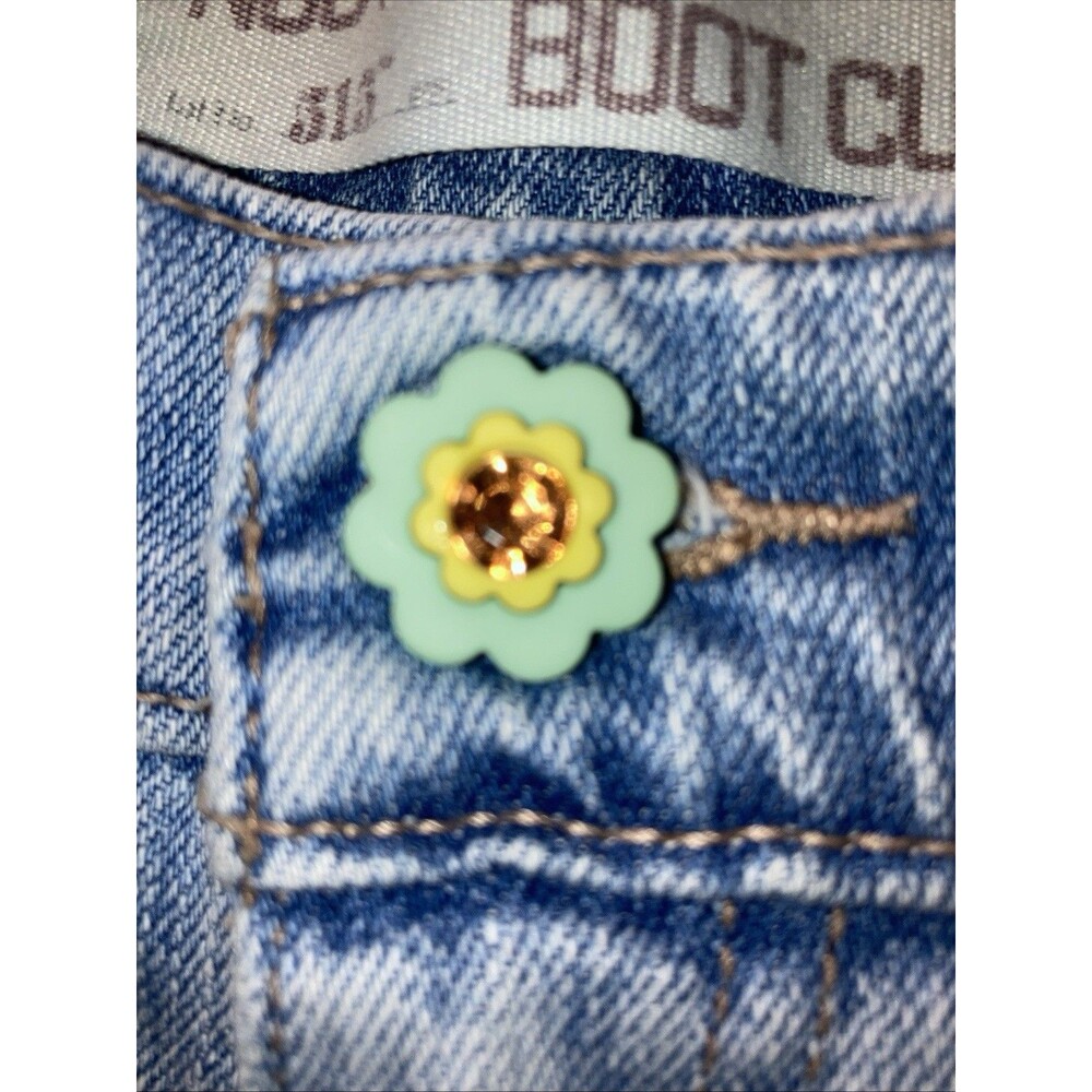 Levi’s Denim Mini Skirt 10 Upcycled Floral Ruffle Y2K Twee Festival Rodeo Boho - Picture 5 of 11